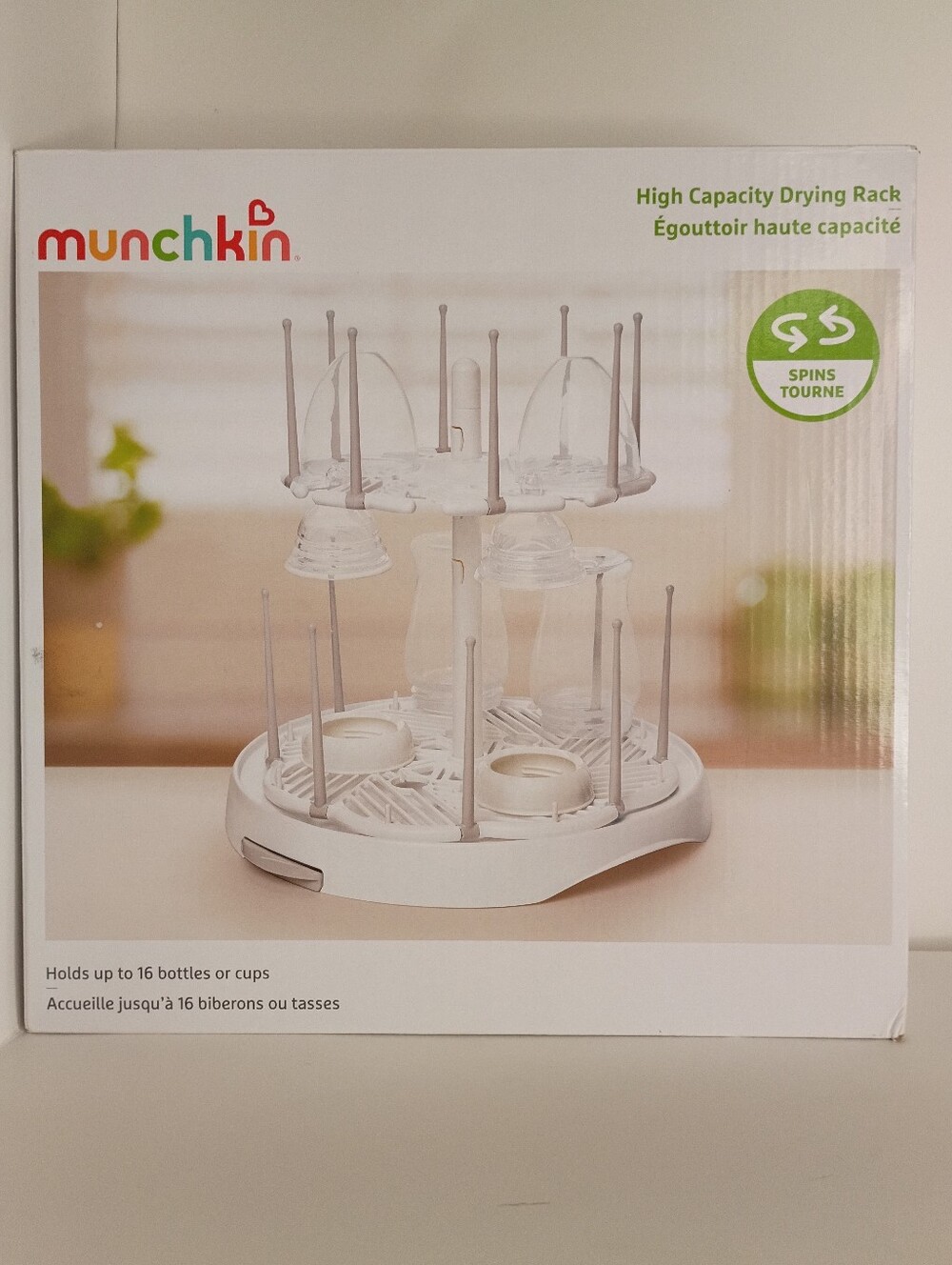 16 Bottles or Cups High Capacity Infant Baby Adjustable Drying Rack Munchkin